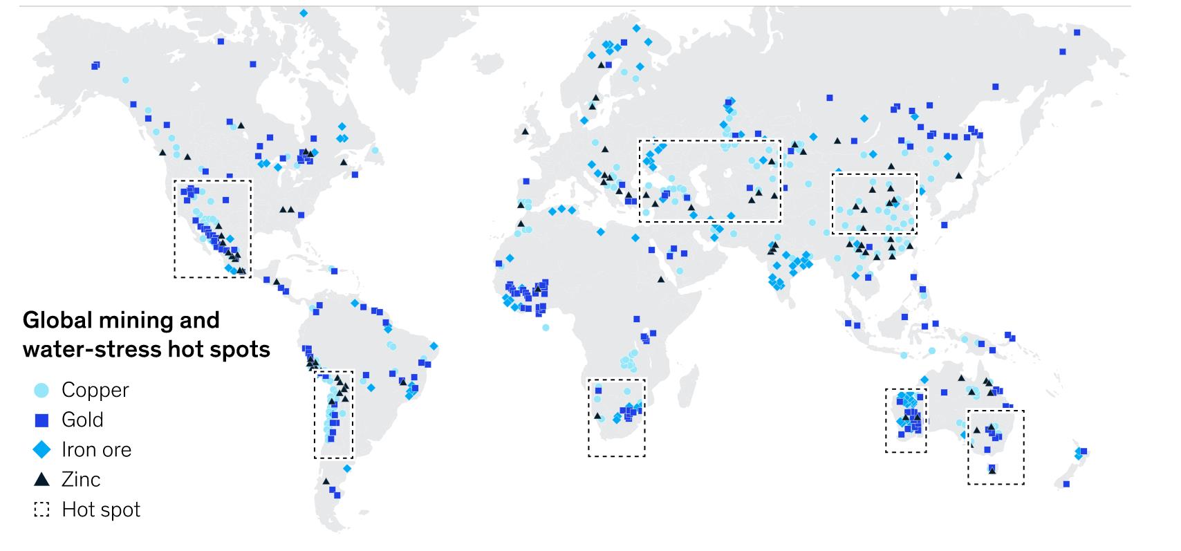 Distribution map of copper goldiron ore and zinc mines